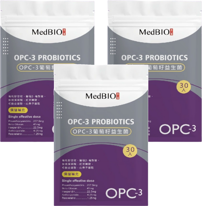MedBIO 美百優 OPC-3葡萄籽益生菌膠囊, 500mg, 30顆, 3包