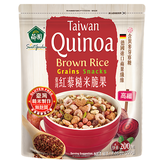薌園 臺灣紅藜糙米脆果 富含膳食纖維 無糖份, 200g, 1包