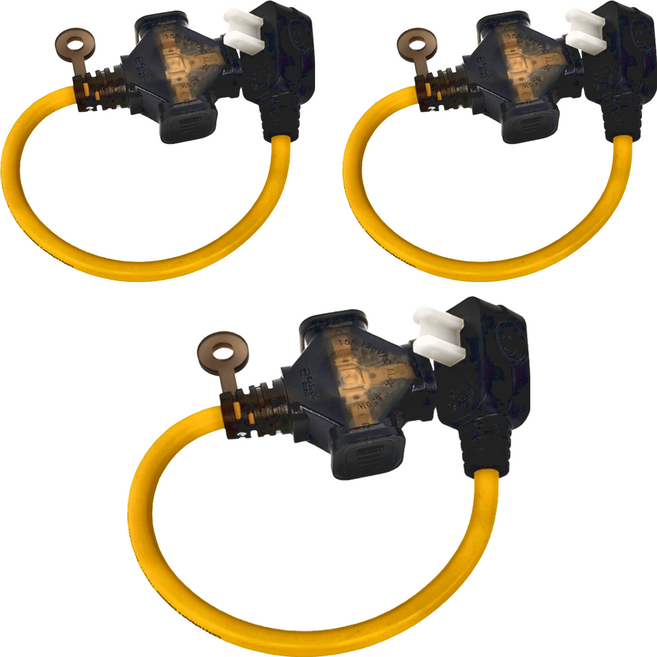 PowerWork 動力工廠 1對3座耐熱動力軟線, 0.3m, 黃色, 3條