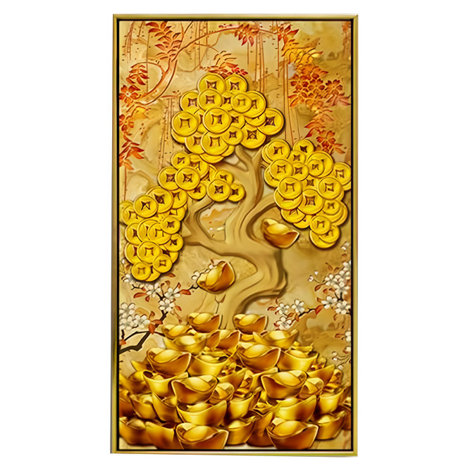 財神小舖 開運風水畫 附畫框 SPAN-019, 金色