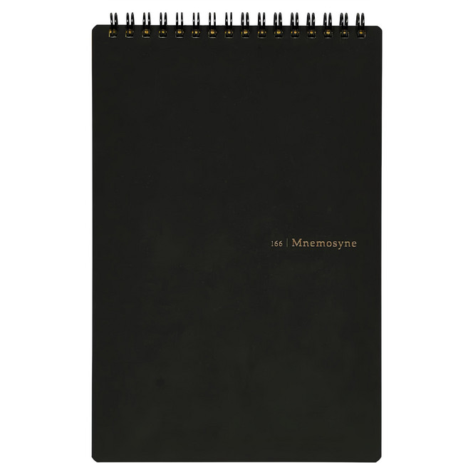 maruman MNEMOSYNE 創意線圈7mm雙欄橫線筆記本 A5 220 x 148mm, 1本, 黑色