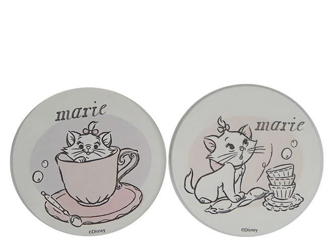 收納王妃 硬式珪藻土杯墊 圓 2件組, 簡約瑪麗貓 白色 + 粉色, 2個