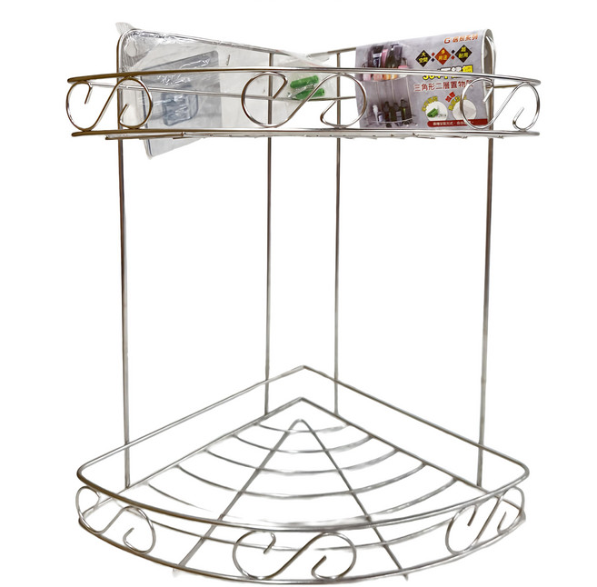 304不鏽鋼三角形二層置物架 21.5 x 21.5 x 32cm 425g, 1個, 不鏽鋼