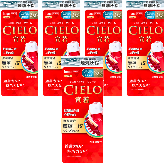 CIELO 宣若 EX 染髮霜 簡單一按 白髮用, 3AG 煙燻灰棕, 5盒