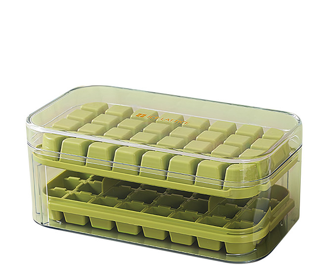 64格雙層一鍵脫模製冰盒, 綠色, 1個