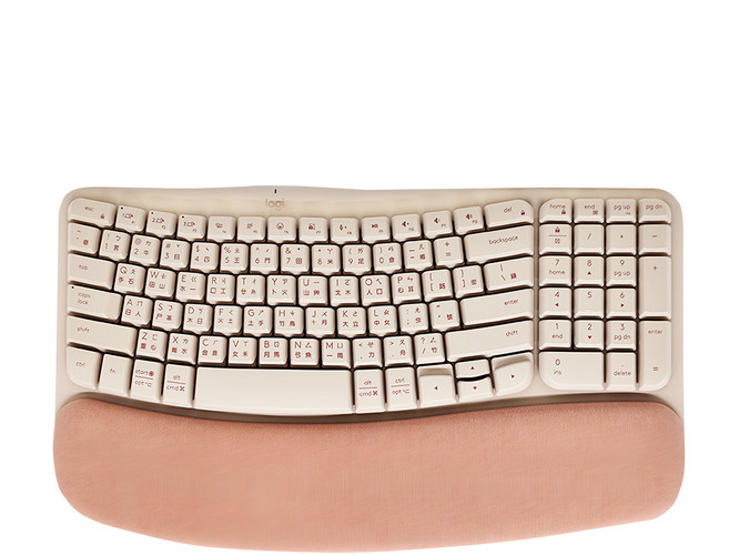 logitech 羅技 Wave Keys 人體工學無線鍵盤, YR0096, 玫瑰粉