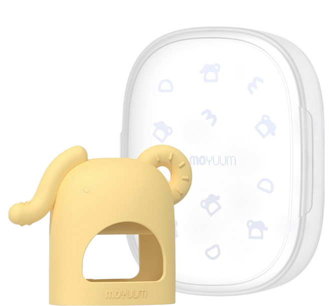 MOYUUM 白金矽膠手套固齒器 小小象, 手套固齒器 + 收納盒, 檸檬黃, 1個