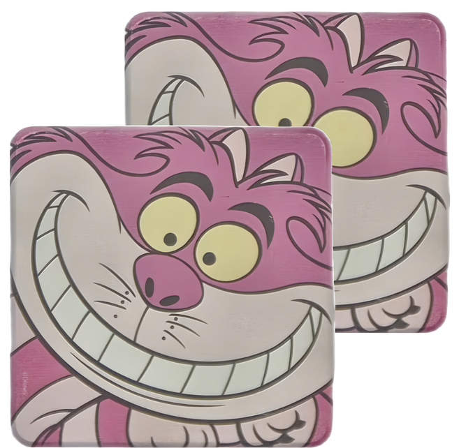 收納王妃 迪士尼珪藻土杯墊, 大臉柴郡貓 方型, 1組