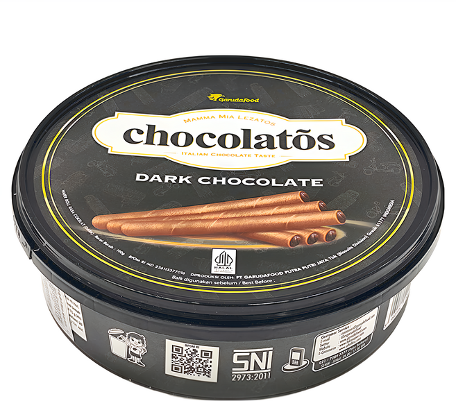 chocolatos 芝莉 迷你捲心酥 黑巧克力, 190g, 1罐