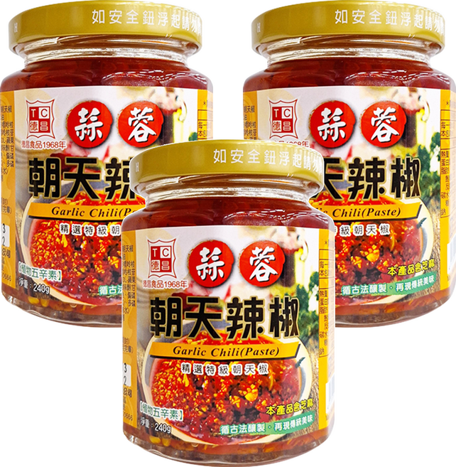德昌 蒜蓉朝天辣椒, 240g, 3罐
