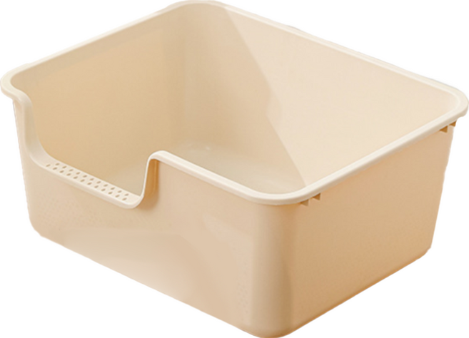 一體式貓砂盆 小號, 米白色, 1個