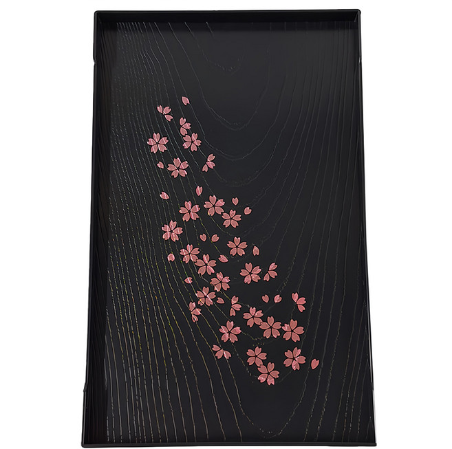 田中箸店 木紋風漆器角型端盤, 黑色, 1個