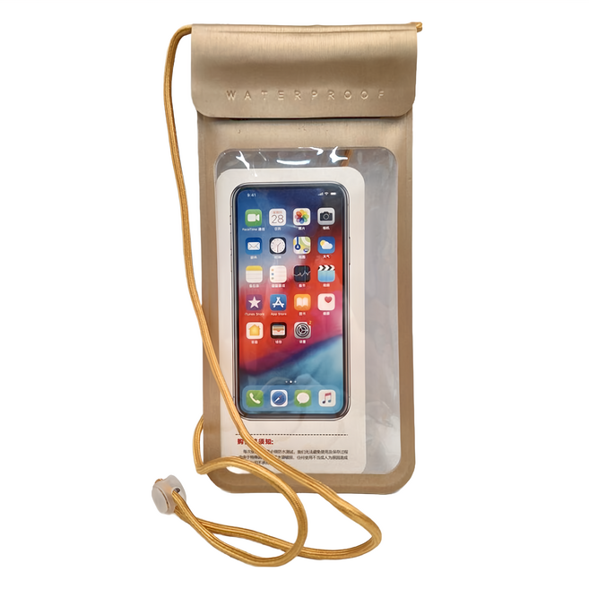 FANCYLIFE 多重防護防水手機袋 特大雙透款, 金色, 1個