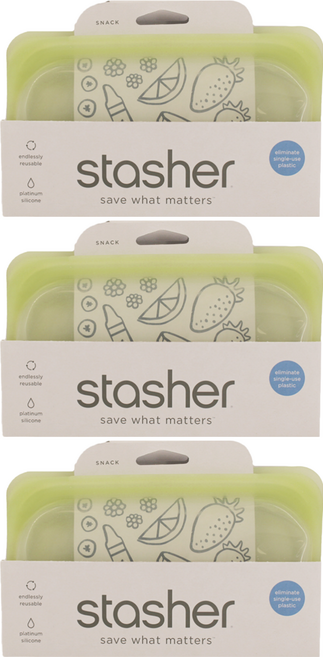 stasher 長形矽膠密封袋 355ml, 19.05 x 11.43 x 2.54cm, 1個, 3個