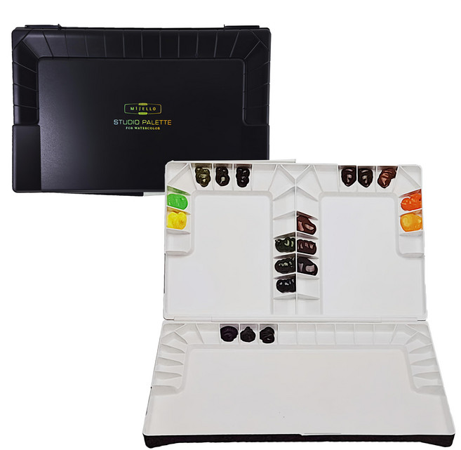 MIJELLO 美捷樂 專家用防彈玻璃 水彩調色盤 MWP-3055 36 x 23 x 3.6cm, 1個, 55格