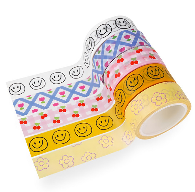 indi.k 微笑紙膠帶 5入組, 微笑紙膠帶 綜合色, 1組