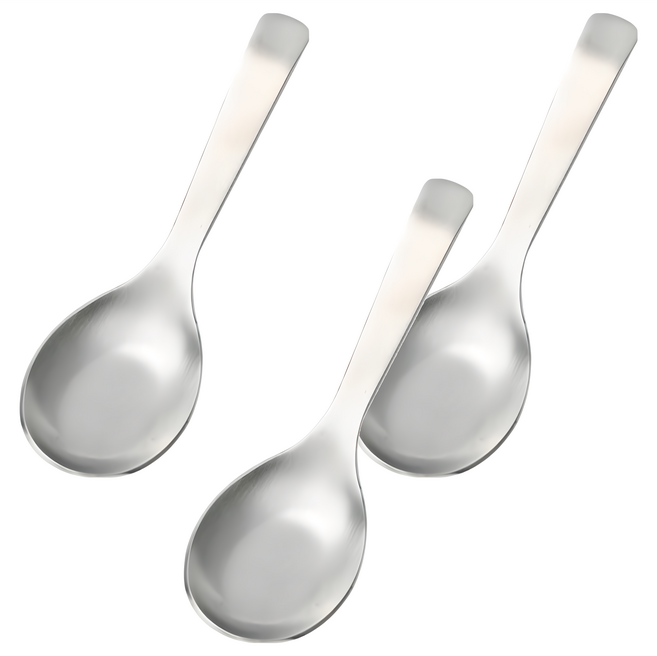 日式316不鏽鋼小台匙, 銀色, 平底匙, 3支