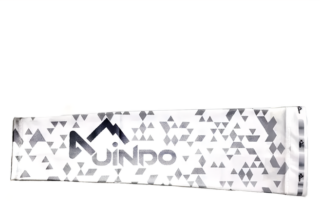 台灣 JiNDO 涼感 冰絲 UPF50+ 抗UV 速乾防曬袖套, 幾何白, 1組