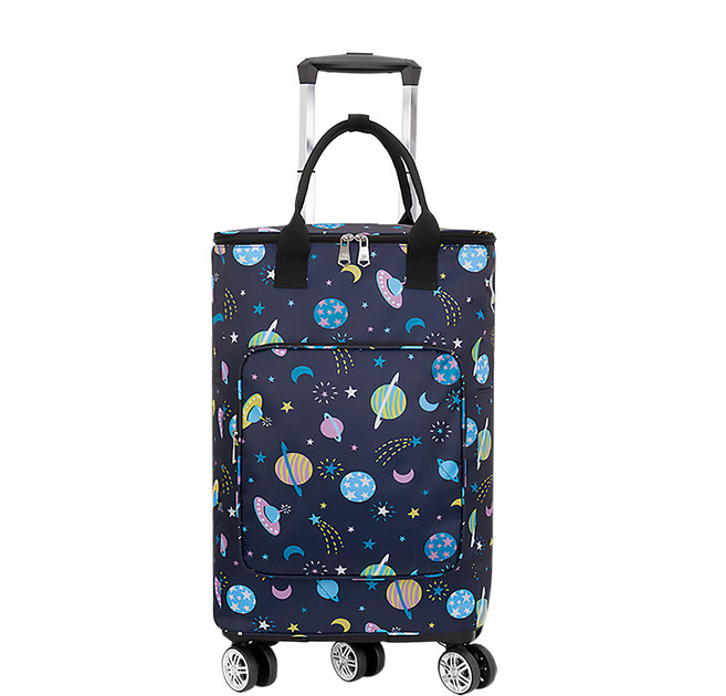 可折疊伸縮拉桿萬向5輪行李購物車, 星空, 1個