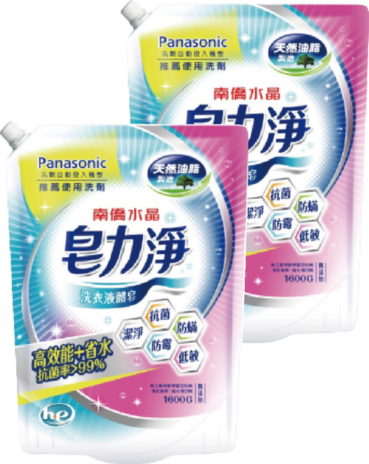 南僑水晶 皂力淨洗衣液體皂, 1.6kg, 2包