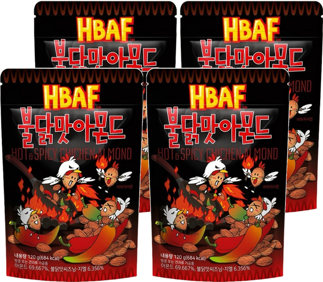 HBAF 杏仁果 火辣雞風味, 120g, 4包