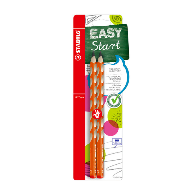 STABILO 思筆樂 EASYgraph 人體工學思筆樂洞洞右手鉛筆 HB, 橙色, 2支