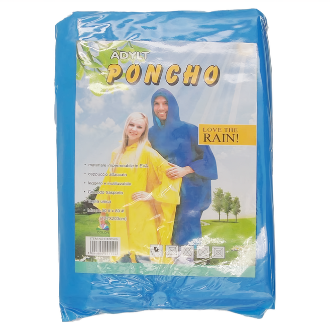 FANCY LIFE 加厚輕便雨衣 成人背包款, 藍色, 1件