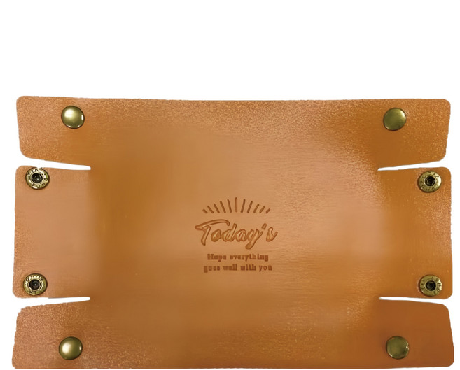 CCHING 青青文具 today's長方皮製收納盤 簡單生活, 棕色, 1入