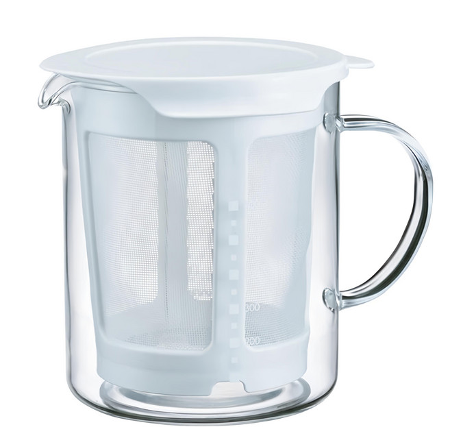 HARIO 好璃奧 手作高湯壺 DP-600-W, 透明色 + 白色, 600ml, 1個
