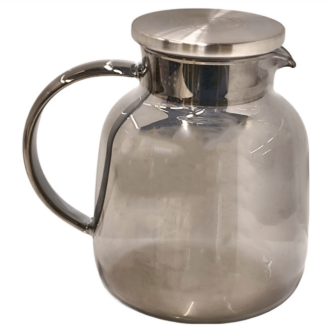 milomix 美樂美事 黑色元素玻璃茶壺, 透明黑 + 銀色, 1.8L, 1個