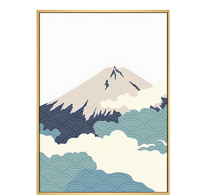 雲氣迷漫的富士山I 掛畫, 木色