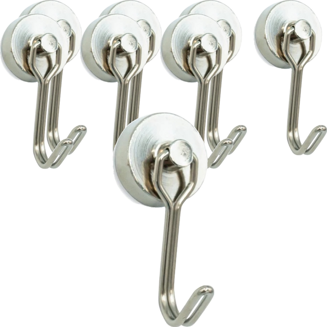 小麥購物 磁鐵掛勾 旋轉款 20mm 8個, 銀色, 1組