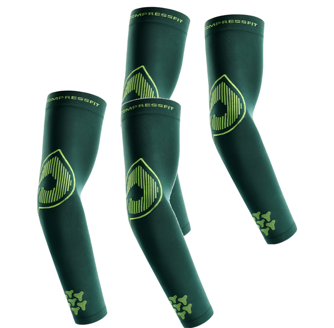 PORA BELLA 男女款運動防曬冰絲涼感高彈吸濕速乾袖套 UVS014, 2組, 綠色