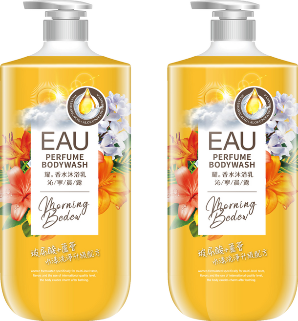 EAU 淨耀 香水沐浴乳 沁寧晨露, 1L, 2罐