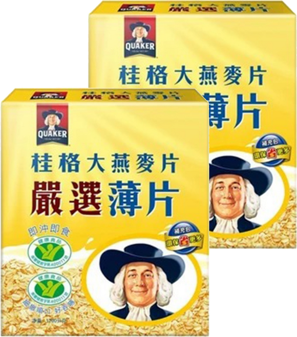 QUAKER 桂格 即沖即食大燕麥片 薄片, 1.2kg, 2盒