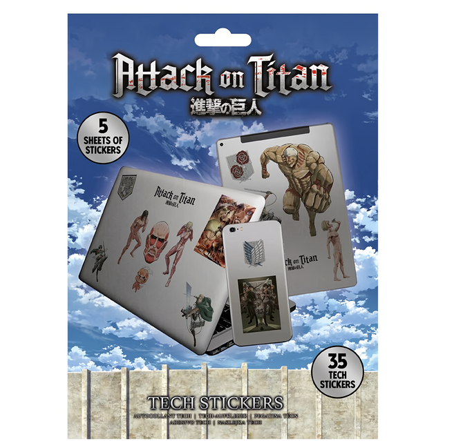 PYRAMID INTERNATIONAL 進擊的巨人 ATTACK ON TITAN 3C科技貼紙組, 進擊的巨人 多色, 1組