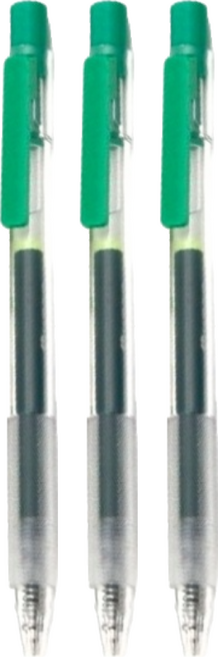 KaCO 速乾中性筆 0.5mm 彈性筆夾設計 一體式防滑筆握, 綠色, 3支
