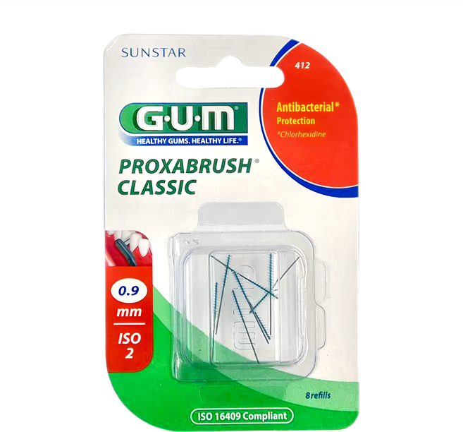 SUNSTAR 三詩達 G.U.M 牙間刷補充組 橘色, 0.9mm, 8支, 1盒