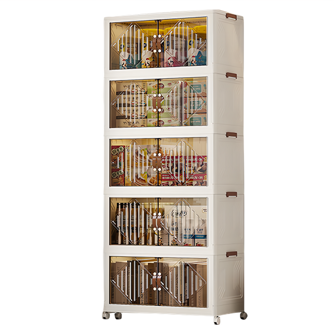 雙開門折疊櫃 五層, 奶油白, 1個