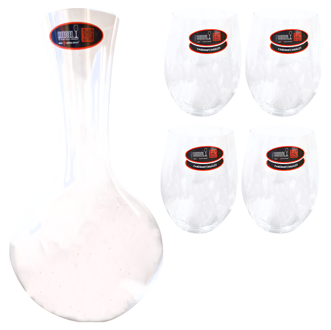 RIEDEL 紅酒杯 4個 + Decanter 醒酒器 5件組, 600ml, 1組