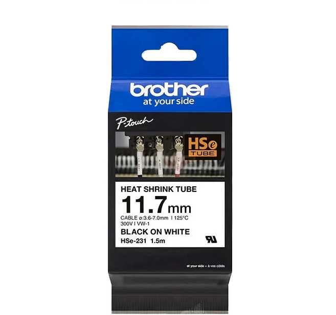 brother 兄弟牌 台灣公司貨 熱縮套管 HSE-631E 11.2mm, 黃底黑字, 1.5m