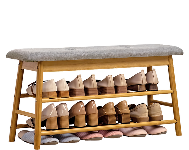 竹製換鞋椅 90CM寬 含海綿坐墊, 1個