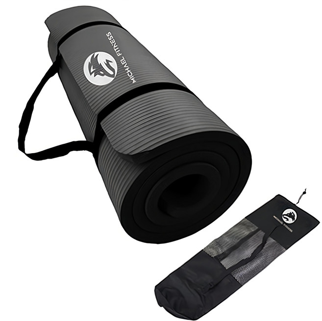 MICHAEL FITNESS 麥克健身 NBR AIR空氣瑜珈墊 專業人工防滑紋理 適合身高150-195cm, 黑色, 1個