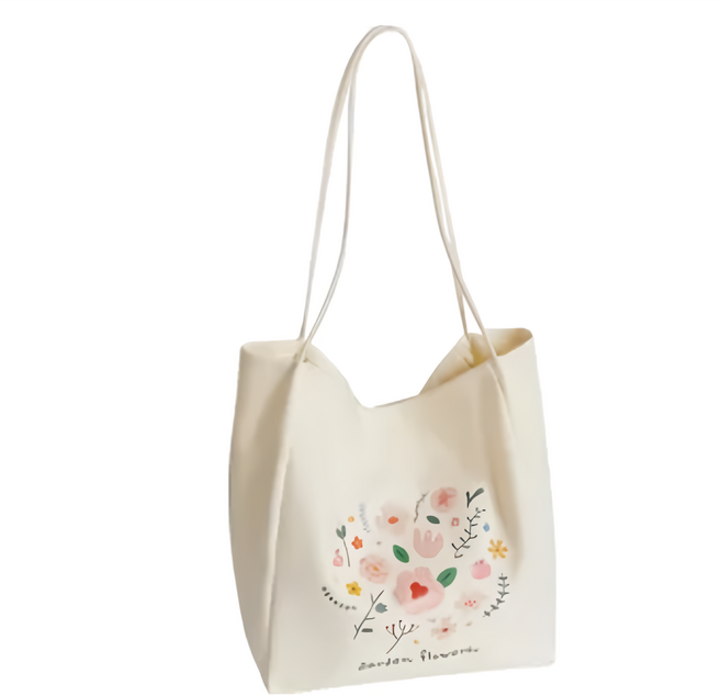 E.City 大容量圖騰花朵帆布提袋