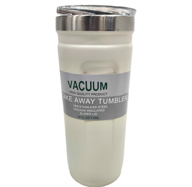 VACUUM INSULATED 手提保溫冰壩杯 附矽膠提手, 白色, 700ml, 1個