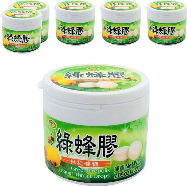綠得製菓 綠蜂膠枇杷喉糖, 200g, 6罐