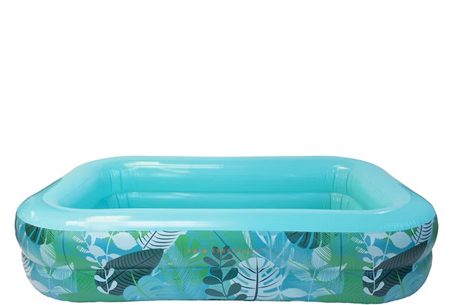 Swim Essentials 荷蘭方形充氣戲水池 211 x 132 x 46cm 家庭戲水, 叢林探險 綠色, 1個