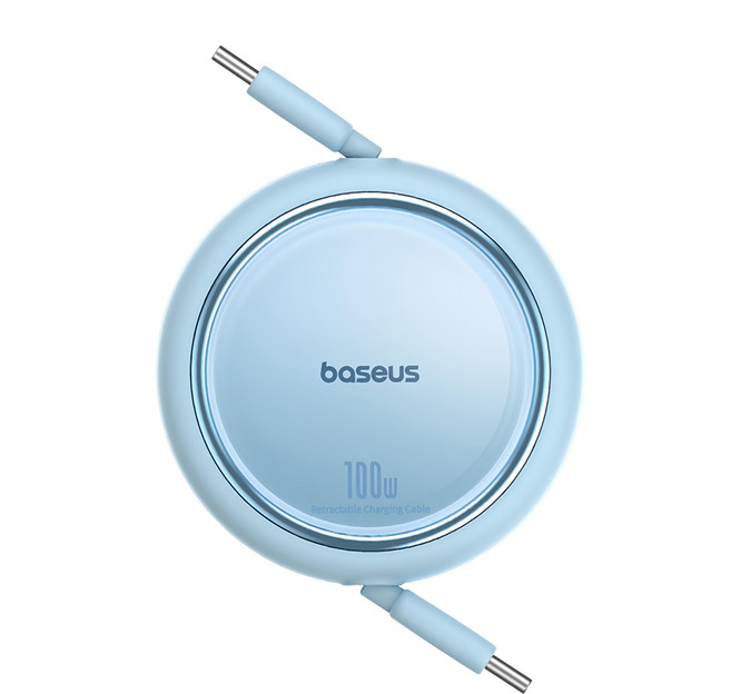 Baseus 倍思 Free2Draw 最新型 Type C 100W 超高速捲盤充電線, 1個, 1m, 銀河藍