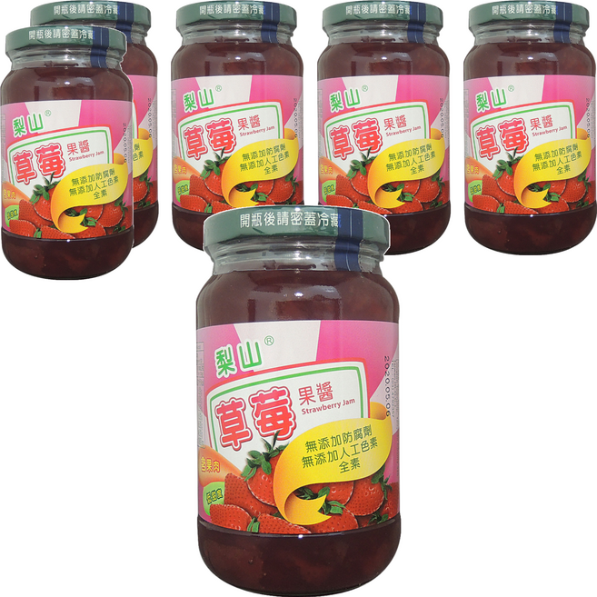 梨山牌 草莓果醬 大圓玻, 430g, 6罐