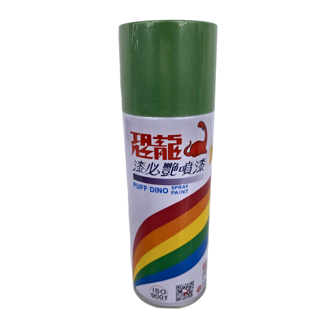 PUFF DINO 恐龍 漆必豔噴漆, 銀翠綠, 1瓶, 400ml